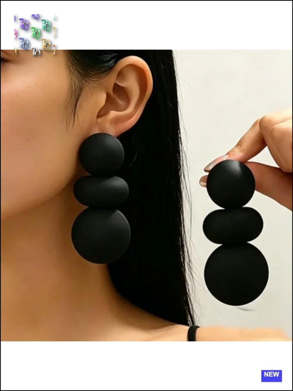 3-Tier Irregular Round Disc Dangle Earrings Chunky Geometric Drop Earrings Alloy